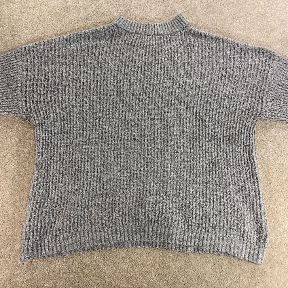 American Eagle Sweater Mens Medium Grey Shaker Rib Knit Crewneck Relaxed Fit